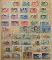 3 db A/4 berakóban magyar bélyegek, másodpéldányokkal, közte sorok, darabok