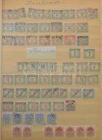3 db A/4 berakóban magyar bélyegek, másodpéldányokkal, közte sorok, darabok