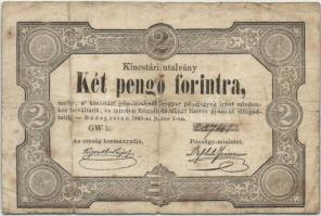 1849 2Ft "Kincstári utalvány" erősen lefelé csúszott nyomás! T:II R!