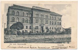 1906 Ungvár, Uzshorod, Uzhhorod, Uzhorod; Kir. katolikus főgimnázium. Völgyi József kiadása / Catholic grammar school (ázott / wet damage)