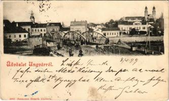 1899 Ungvár, Uzshorod, Uzhhorod, Uzhorod; híd. Szenczer Henrik kiadása / bridge (gyűrődés / crease)