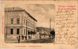 1902 Versec, Werschetz, Vrsac; Városkert utca. Kehrer Lajos kiadása / Stadtgarten-Gasse / street view (fl)
