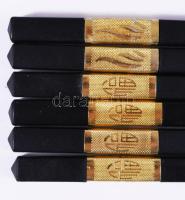 3 pár kínai ébenfa evőpálcika, h: 24 cm