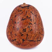 cca 1900 Kínai vésett mintás kobaktök, m: 8,5 cm