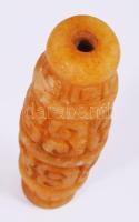 cca 18-.19. sz, Nagyméretű kínai faragott jáde gyöngy, h: 7 cm