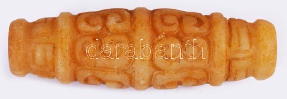 cca 18-.19. sz, Nagyméretű kínai faragott jáde gyöngy, h: 7 cm