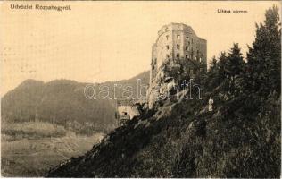 1910 Likavka, Likava (Rózsahegy, Ruzomberok); Likavai várrom. Komor Testvérek kiadása / Likavsky hrad / castle ruins (EK)