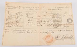 Temesvár 1854. születési anyakönyvi kivonat szignettával.