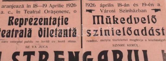 1926 Lugos színházi előadás kétnyelvű plakátja 30x50 cm