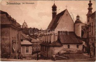 1906 Selmecbánya, Banská Stiavnica; Szentháromság tér, Rónai Károly üzlete. Joerges kiadása 1905. / Trinity square, shop (EK)