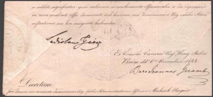1844 Királyi kamarai kinevezési okirat Geöcz László (1775-?),. m. királyi kamarai tanácsos  Báró Ger...