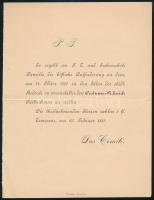 1885 Temesvár, Jelmezes batyubál magyar és német nyelvű meghívója.   1885 Timisoara, Invitation in Hungarian and German to the Costumed Ball.