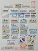 Vasút motívum gyűjtemény tengerentúli teljes sorokkal, több postatisztával 8 lapos A4-es berakóban