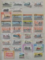 Vasút motívum gyűjtemény tengerentúli teljes sorokkal, több postatisztával 8 lapos A4-es berakóban