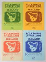 Folksongs &amp; Ballads Popullar in Ireland Vol.1-4. Benne több, a Dubliners által előadott dal szövegével és kottájával is. Kiadói papírkötés, jó állapotban.