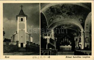 1943 Rezi, Római katolikus templom, belső. Hangya szövetkezet kiadása (gyűrődés / crease)