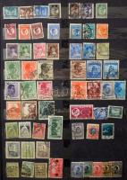 Sok száz régi külföldi bélyeg, 12 vastag fekete lapos nagy berakóban, sok tengerentúlival