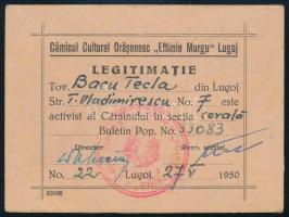 1950 Lugos kéményseprő igazolvány   1950 Lugos chimney sweeper's certificate