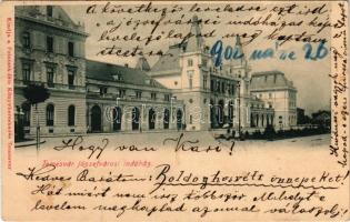 1902 Temesvár, Timisoara; Józsefvárosi indóház, vasútállomás. Polatsek-féle könyvkereskedés kiadása / railway station (EK)