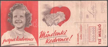 1945 Lotto szerencsenaptára kihajtható naptár