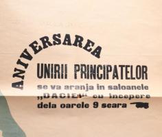 1935 Lugos a román egység ünnepsége nagy méret grafikus plakát, hajtásnál, szakadásokkal 60x90 cm