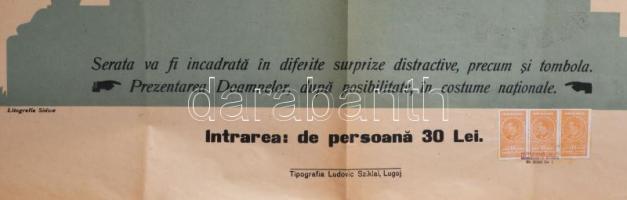 1935 Lugos a román egység ünnepsége nagy méret grafikus plakát, hajtásnál, szakadásokkal 60x90 cm
