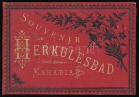 ca 1890 Souvenir de Herkulesbad Mehadia litografált képeket tartalmazó leporelló, 24 db képpel. Aranyozott egészvászon kötésben, a leporelló egy helyütt szétvált 15x10 cm  ca 1890 Souvenir de Herkulesbad Mehadia lithographic leporelo with 24 images. Gilded full-linen binding, the scroll is split in one place 15x10 cm