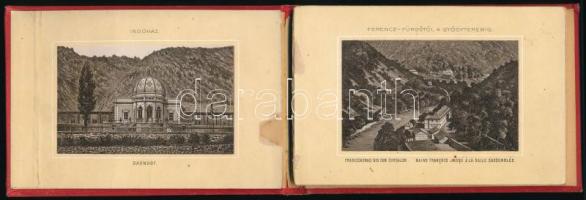 ca 1890 Souvenir de Herkulesbad Mehadia litografált képeket tartalmazó leporelló, 24 db képpel. Aran...
