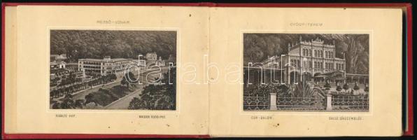 ca 1890 Souvenir de Herkulesbad Mehadia litografált képeket tartalmazó leporelló, 24 db képpel. Aran...