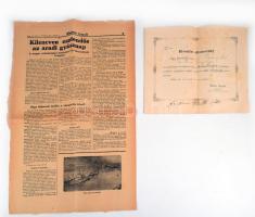 1881 Hivatalos elismervény az aradi vértanúk szobrára adott adományról. + kapcsolódó későbbi újságcikk