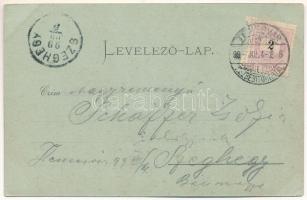 1899 Temesvár, Timisoara; Gyárváros látképe kelet felé este holdfényben, Rózsa szálloda, zárda, tűzo...