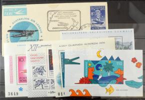 Kis külföldi tétel benne sorok, blokkok, motívumok, küldemények