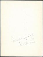 Kudlik Júlia (1945-) újságíró, televíziós műsorvezető, bemondó aláírása képeslapon