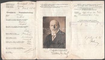 1917 Fényképes személyigazolvány, külső hadműveleti határvonalak átlépésére jogosít