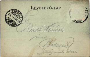 1899 Temesvár, Timisoara; Nyaraló a Béga csatorna mentén este holdfényben. Králicsek Béla kiadása / ...