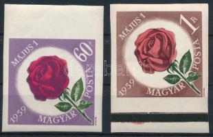 1959 Május 1. (VII.) ívszéli vágott sor (4.000) (1Ft ránc / crease)