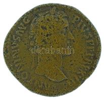 Római Birodalom 153-154 / Antoninus Pius / Róma / Sestertius bronz (24,74g) T:F marásnyomok Roman Empire 153-154 / Antoninus Pius / Rome / Sestertius bronze "ANTONINVS AVG PIVS PP TR P XVII / LIBERTAS COS IIII - S C" Libertas standing front, looking right, holding pileus in her right hand and extending her left (24,74g) C:F milling marks RIC III 916