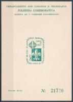 Brazilia 1965 katalógusban nem szereplő sorszámozott karton postai emlékblokk az 1. Pánamerikai jamboree alkalmából