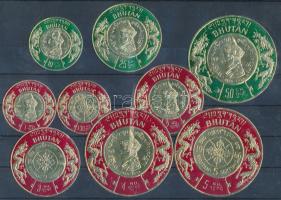 Bhutan 1966 Pénz alakú aranyfóliás bélyegek, 9 darabos sorozat