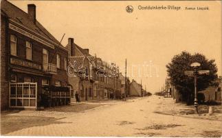 Ostdunkerque, Oostduinkerke, Ostdunkerque-Bains; Avenue Léopold, Intboldershof, Pension de Famille Bellevue. Edition: H. Steen / street, inn, restaurant, hotel (EK)