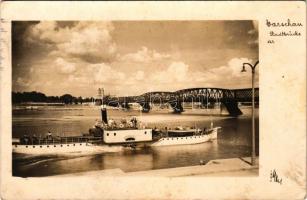 1942 Warszawa, Varsovie, Warschau, Warsaw; Stadtbrücke. Verlag F. Gazda / bridge, "DUNAJEC" steamship. photo (fl)