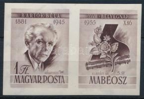 1955 Bélyegnap (28.) Bartók Béla vágott bélyeg jobb oldali szelvénnyel (10.000)