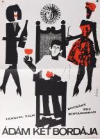Szilvásy Nándor (1927-2011): ,,Ádám két bordája", 1964. Filmplakát, papír, jelzett a plakáton, Zrínyi Nyomda, 56x39,5 cm. Hajtásnyomokkal. Lap alján egészen apró sérülésekkel. Magyar pop art plakát!