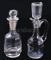 2 darab antik üveg dugóval, lepattanással, m: 14 cm alatt