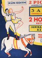 1951 Dunántúli Nagycirkusz, cirkuszplakát, papír, jelzés nélkül, Pátria Nyomda, 60x43,5 cm. Hajtásny...
