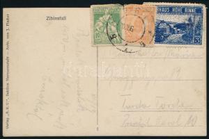 ~1923 Hohe Rinne képeslap kék 3b bélyeggel Tordára. A bélyegek a lap felső szélén túl vannak ragasztva, kis hibák.