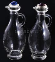 2 darab olaj-ecet kínáló üveg, hozzá 2 darab üvegdugó, m: 17 cm alatt