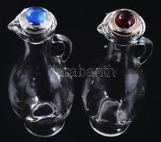 2 darab olaj-ecet kínáló üveg, hozzá 2 darab üvegdugó, m: 17 cm alatt