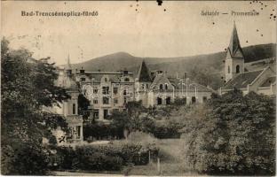 Trencsénteplic, Trencianske Teplice; Sétatér. Wertheim Zsigmond kiadása / Promenade / spa promenade (fl)