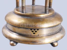 Argentor antik ötoszlopos tartású kínáló, jelzett, kopással, d: 24 cm, m: 31 cm